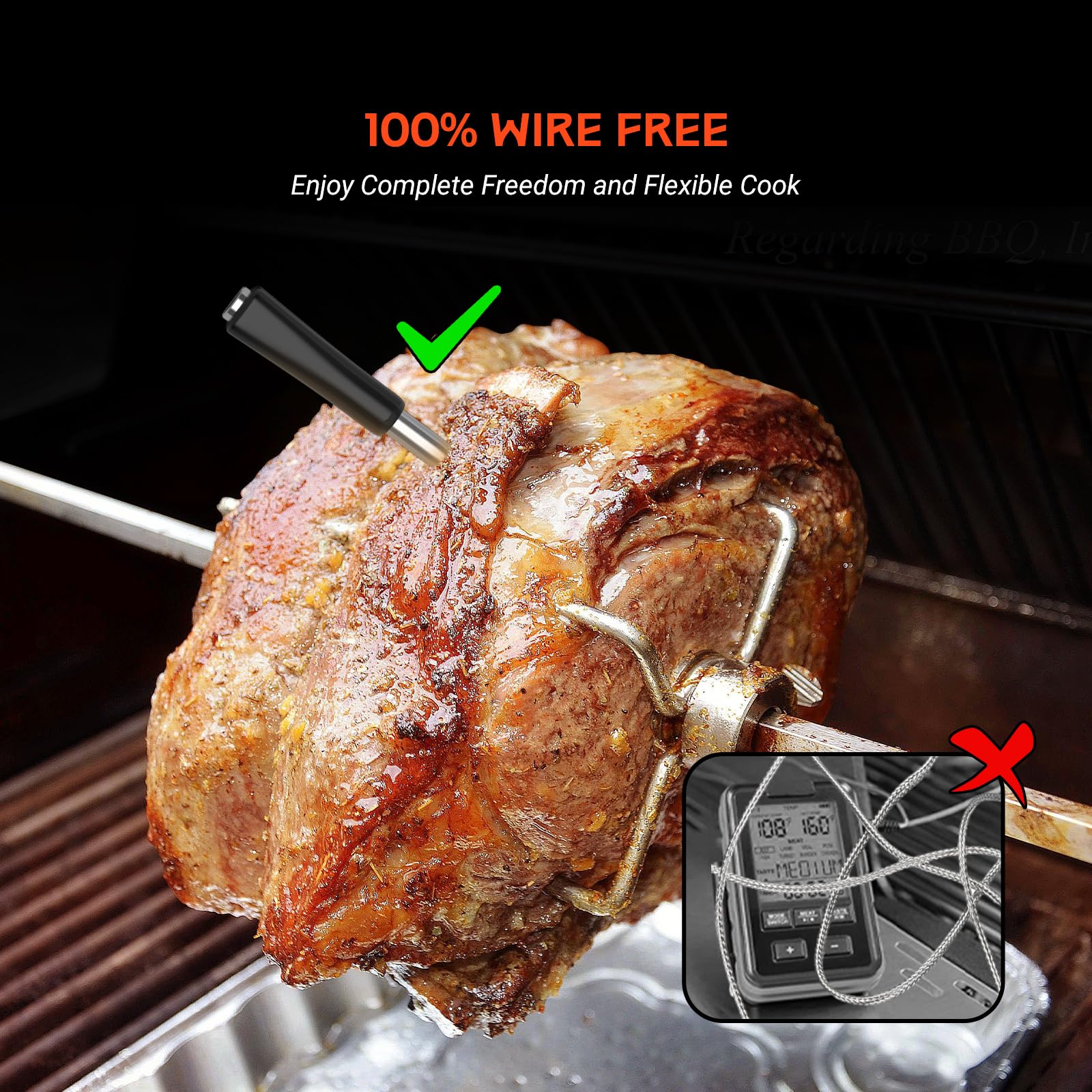 GrillBliss long battery life image indicates extended cooking sessions