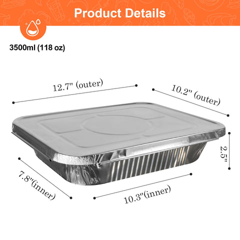 GrillChef deep half-size foil pans maximize capacity for large batches.