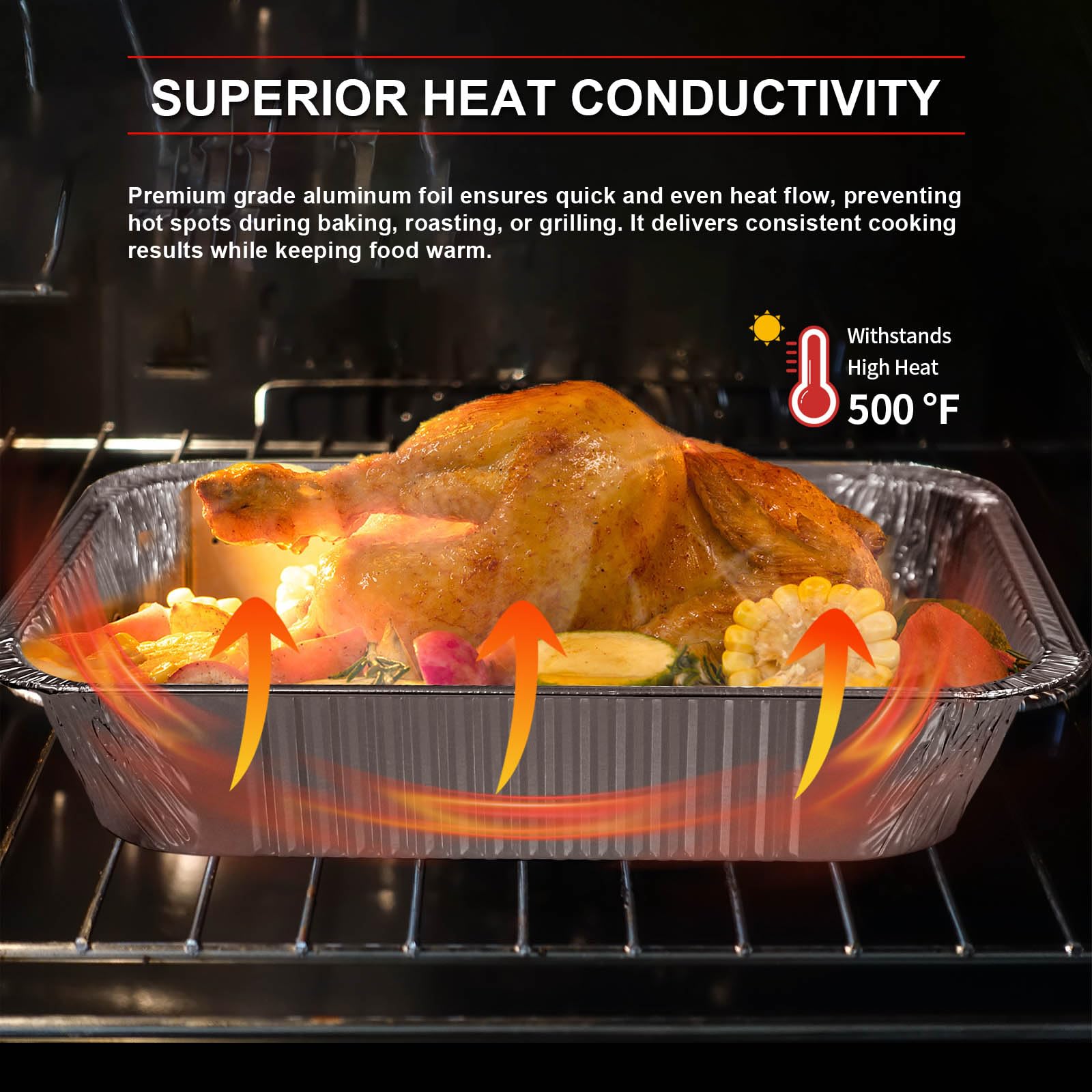 GrillChef heavy-duty aluminum tray 9x13 resists bending during cooking and transport
