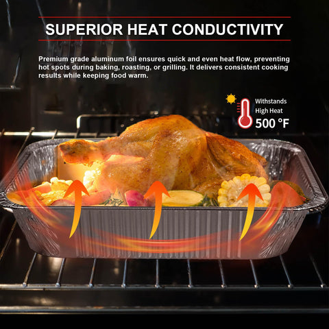 GrillChef heavy-duty aluminum tray 9x13 resists bending during cooking and transport
