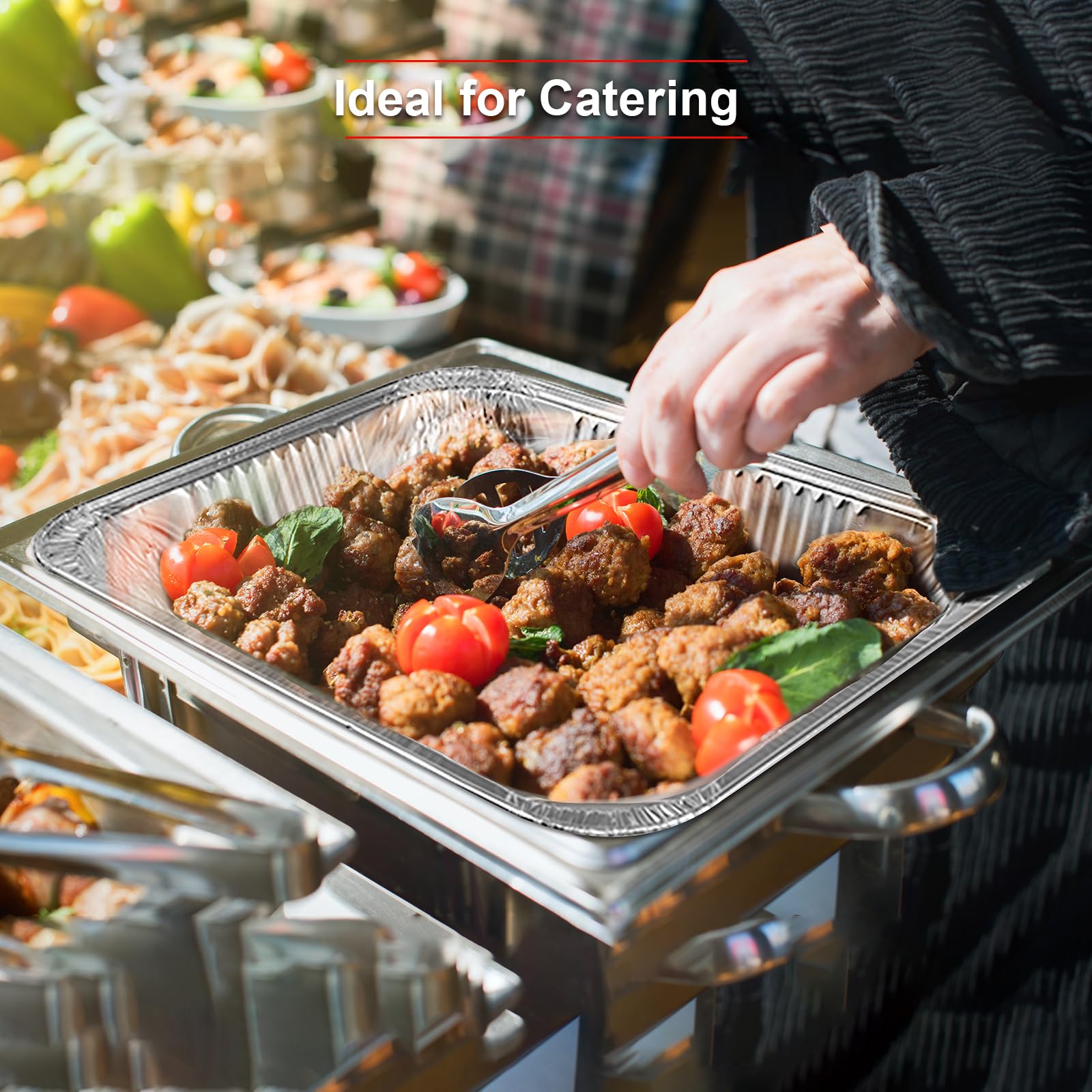 GrillChef heavy-duty foil trays 9x13 for oven-to-table serving.