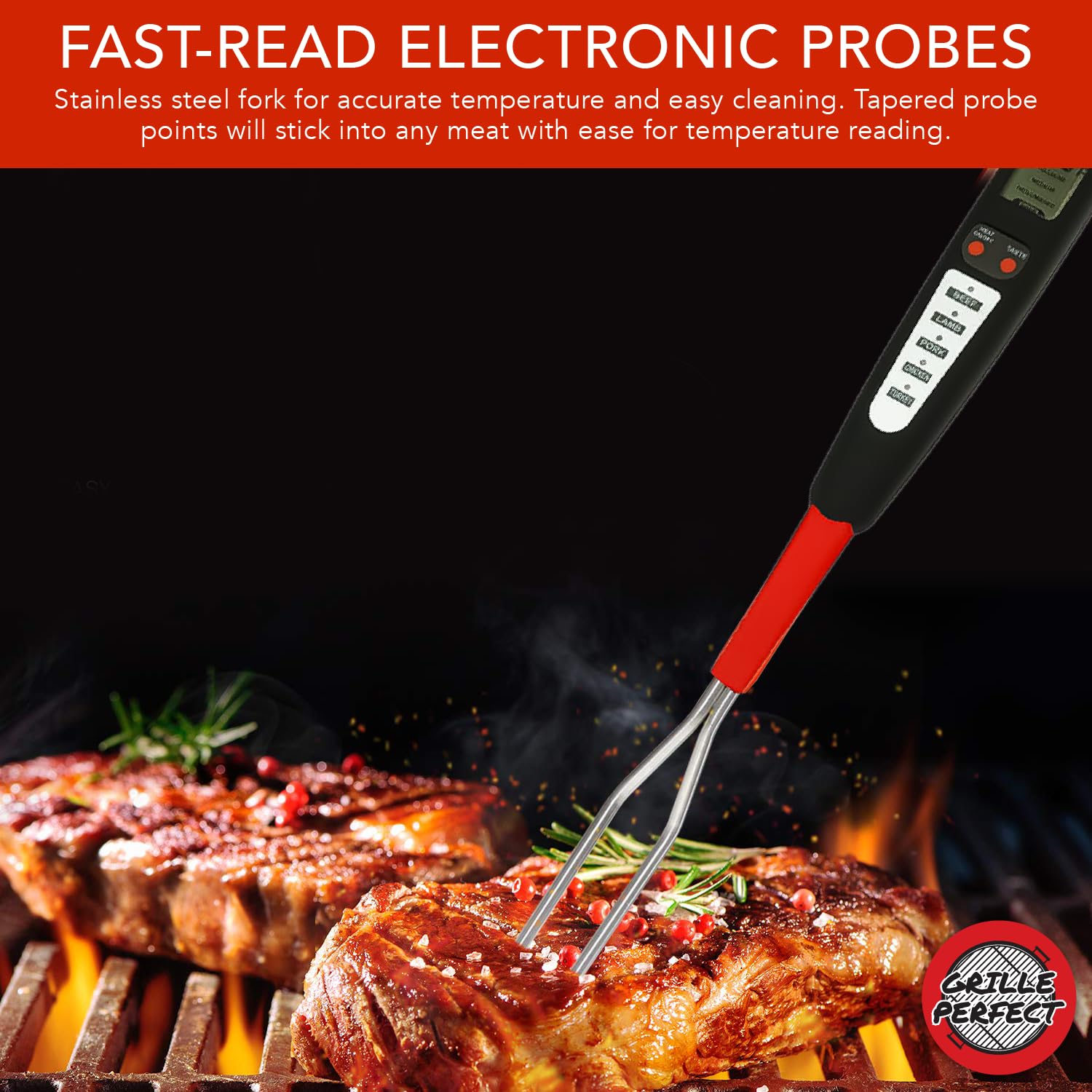 Grille Perfect 304 stainless steel tines easy cleaning during grilling