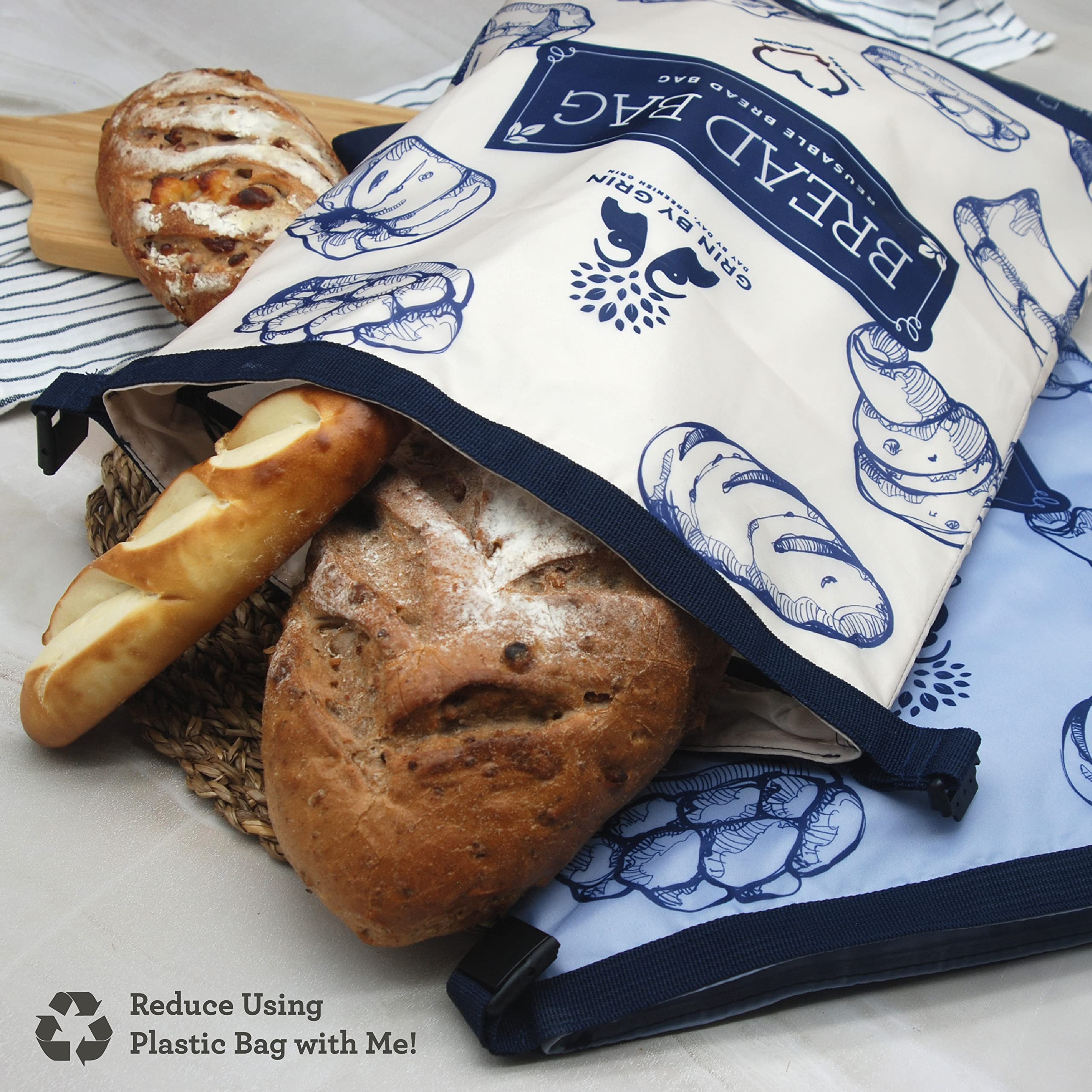 GRIN BY GRIN large 12x17 inch bag provides ample room for homemade loaves.