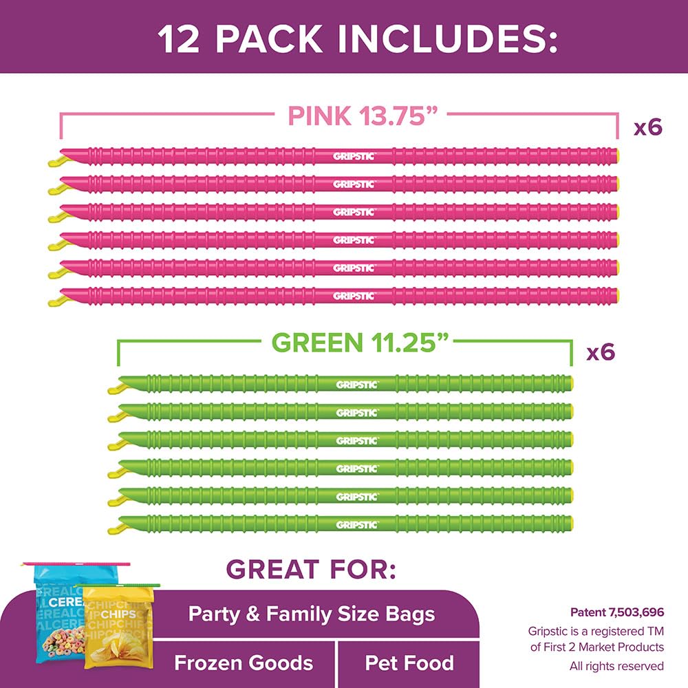 GripStic bag clip keeps bags securely closed and freezer-safe.