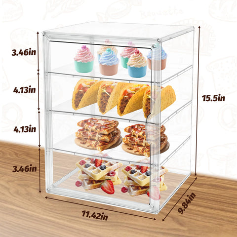 Grnheat bakery display stand with magnetic door keeps items dust-free.