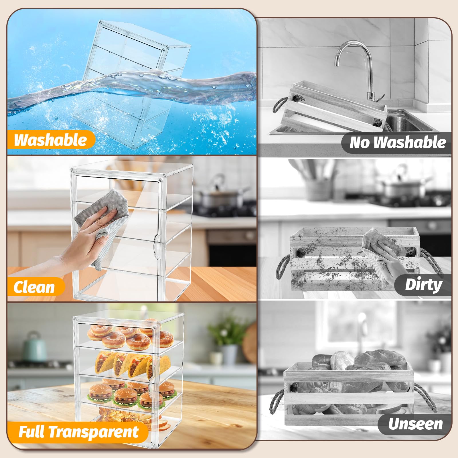 Grnheat clear display case made of PET stays durable and easy to wipe.