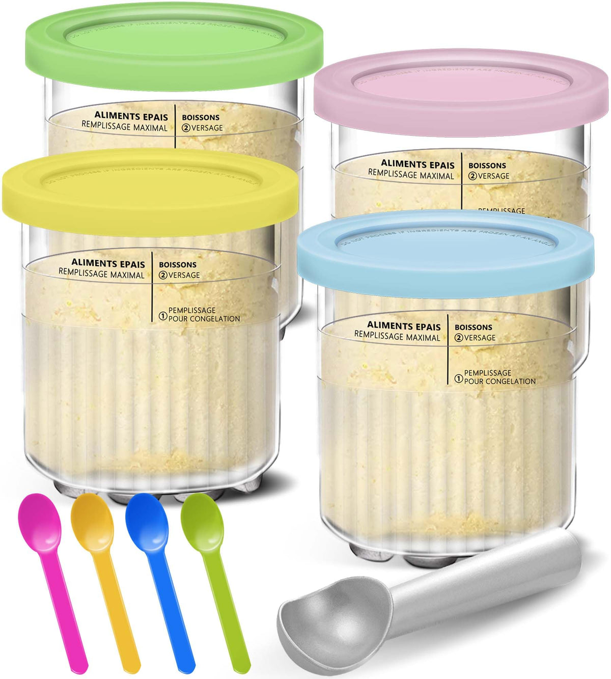Gropecan Creami pints and lids 4-pack ready for Ninja, keeps frozen treats organized.