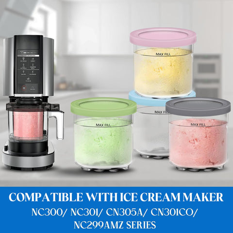 Gropecan Creami pints for Ninja NC300s stacked for compact storage