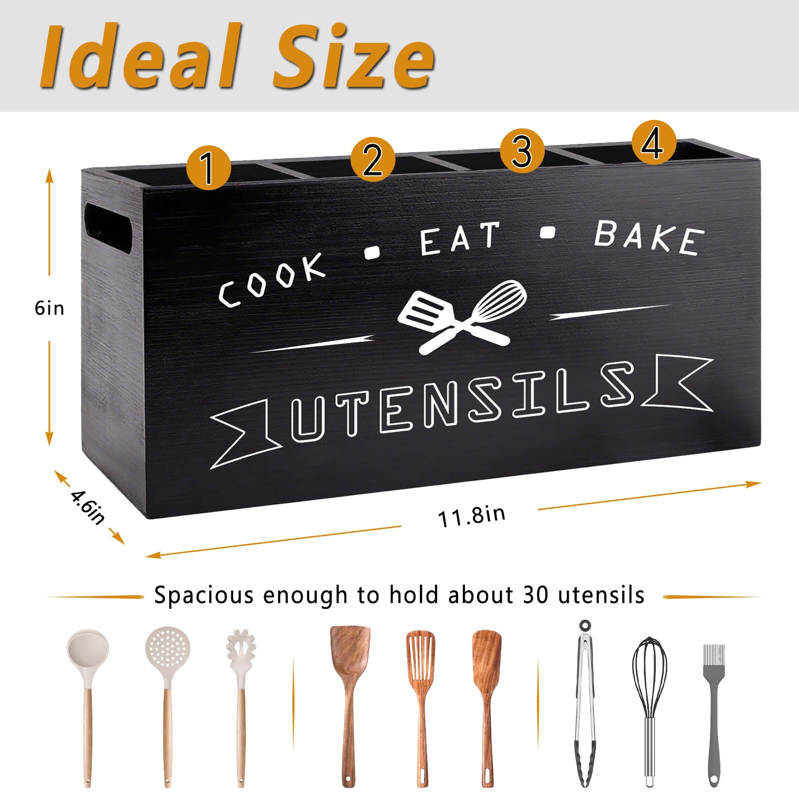 Groqrsn wooden countertop holder with side handle cutouts for portable, mess-free transport