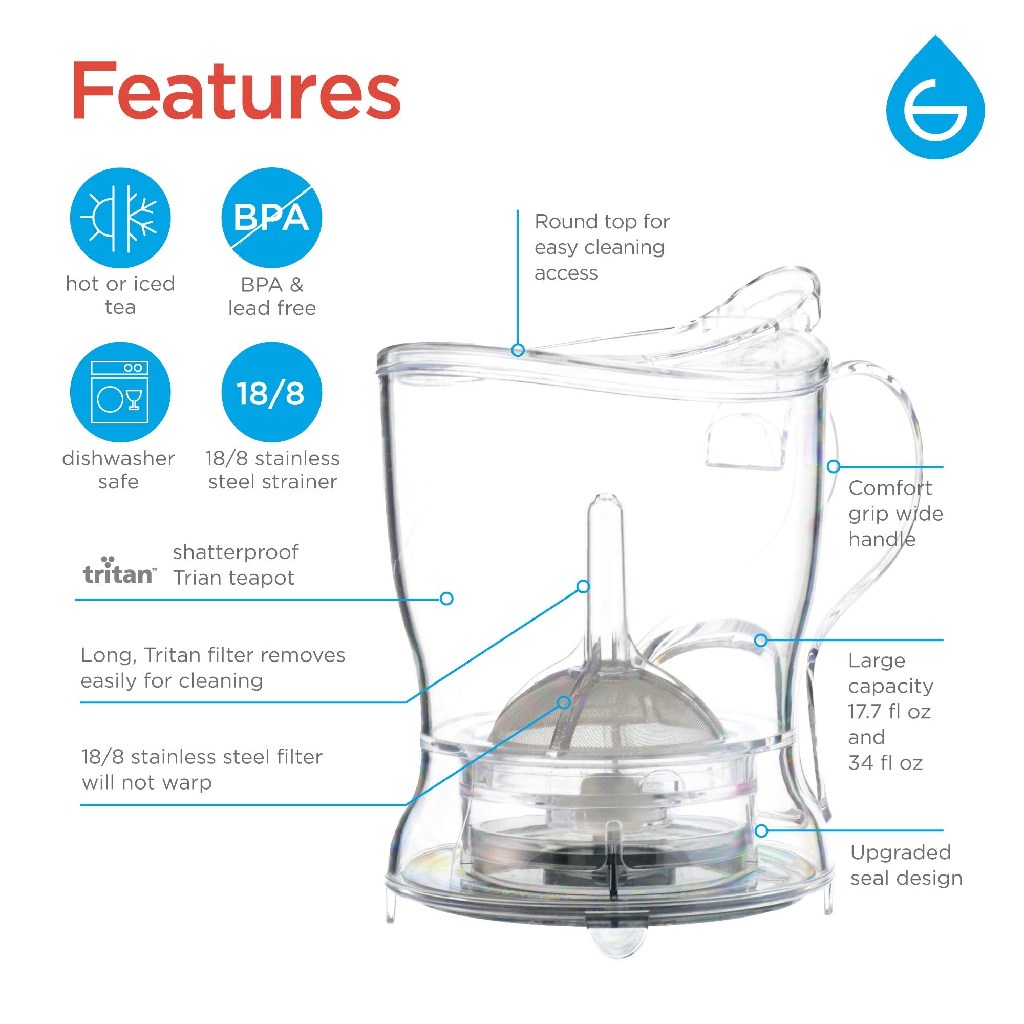 GROSCHE Aberdeen teapot is dishwasher-safe for effortless cleanup