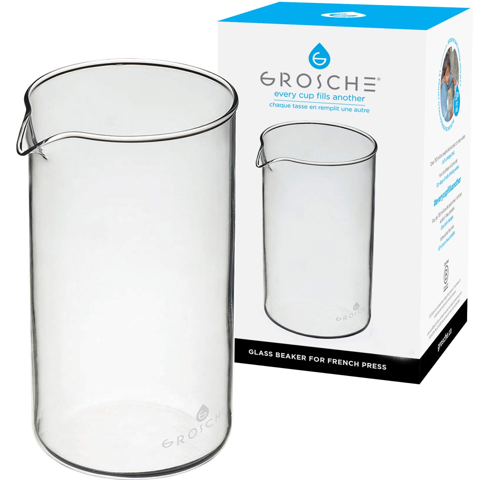 GROSCHE replacement beaker ensures longevity when using non-metal utensils.