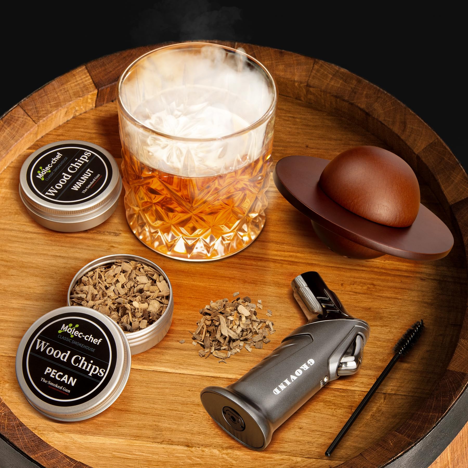 Grovind wood chip flavors array adds depth to cocktails and smoked foods.