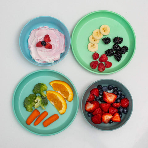 Grow Forward bamboo kids bowls with high lip for stable scooping