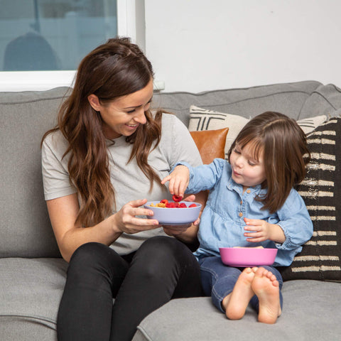 Grow Forward bamboo kids bowls high lip aids easy scooping for tiny hands