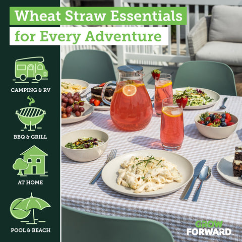 Grow Forward dessert plate 7.5 inch with durable wheat straw surface for outdoor dining