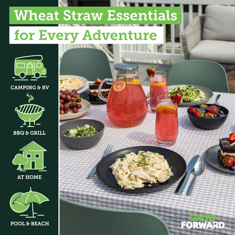 Grow Forward Moonlight dessert plates add chic, chip-resistant durability