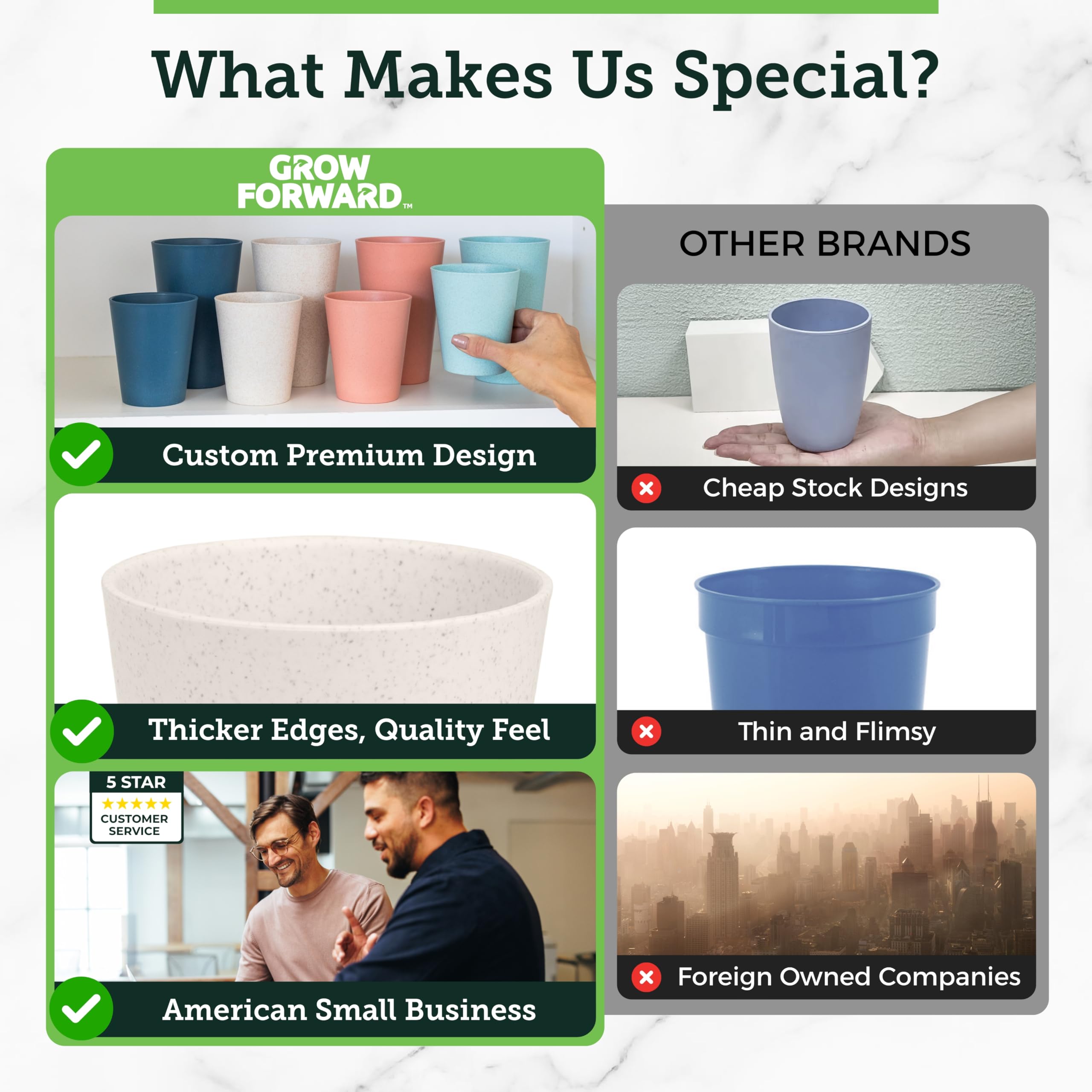 Grow Forward outdoor-use cups ideal for camping, RV trips, and picnics