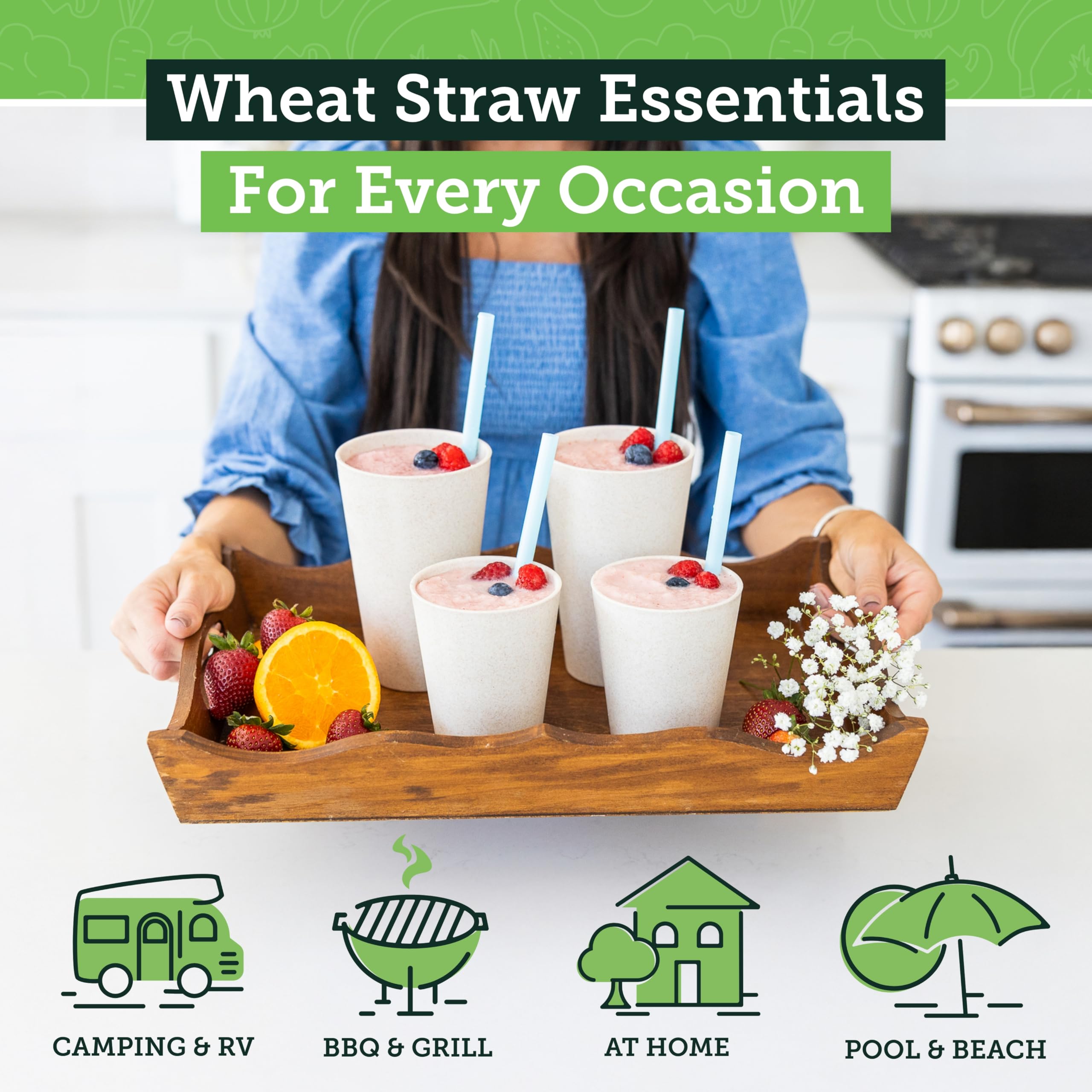 Grow Forward 20oz wheat straw cup, durable and lightweight for outdoors.