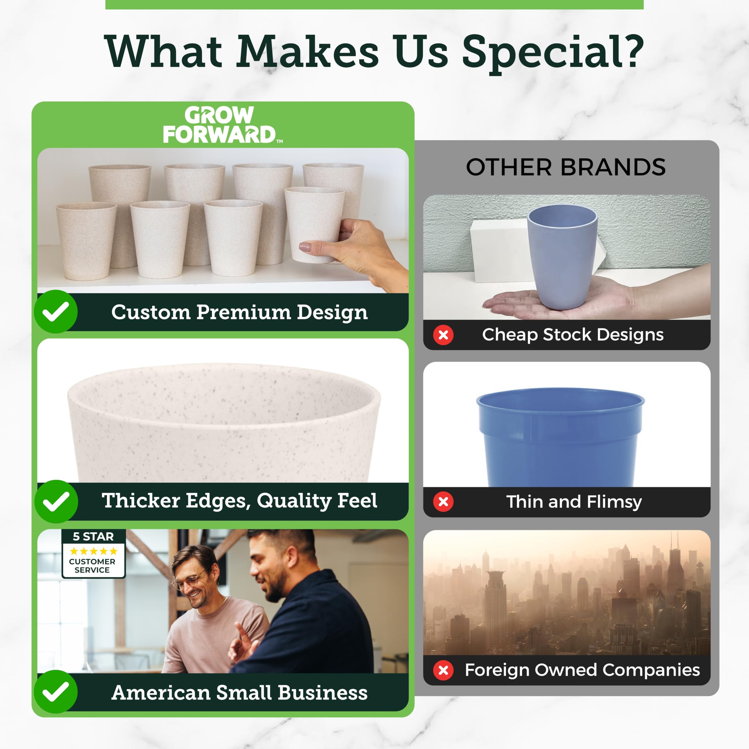Grow Forward indoor/outdoor cup, perfect for RVs and picnics.
