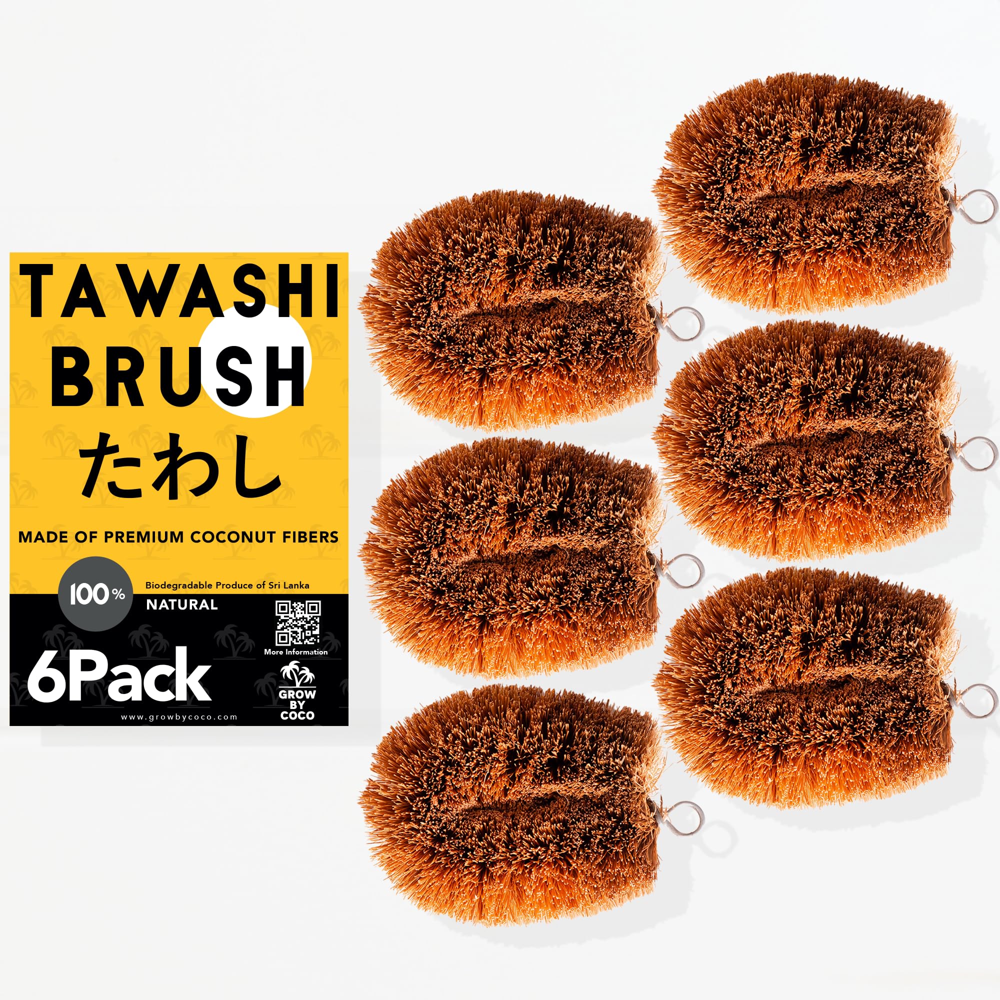 GrowByCoco Tawashi scrubs produce to remove dirt while preserving skins.