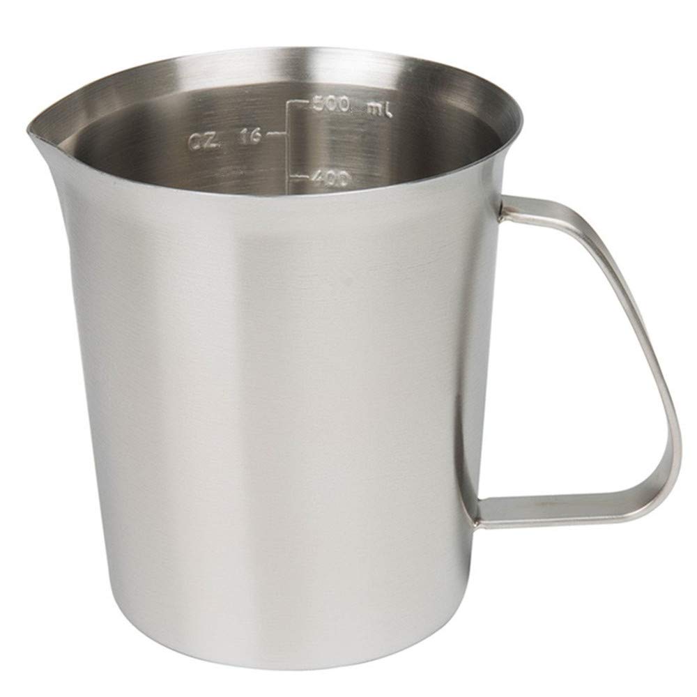 GRSPEHS stainless measuring cup with dual oz/ml marks for precise kitchen measurements.