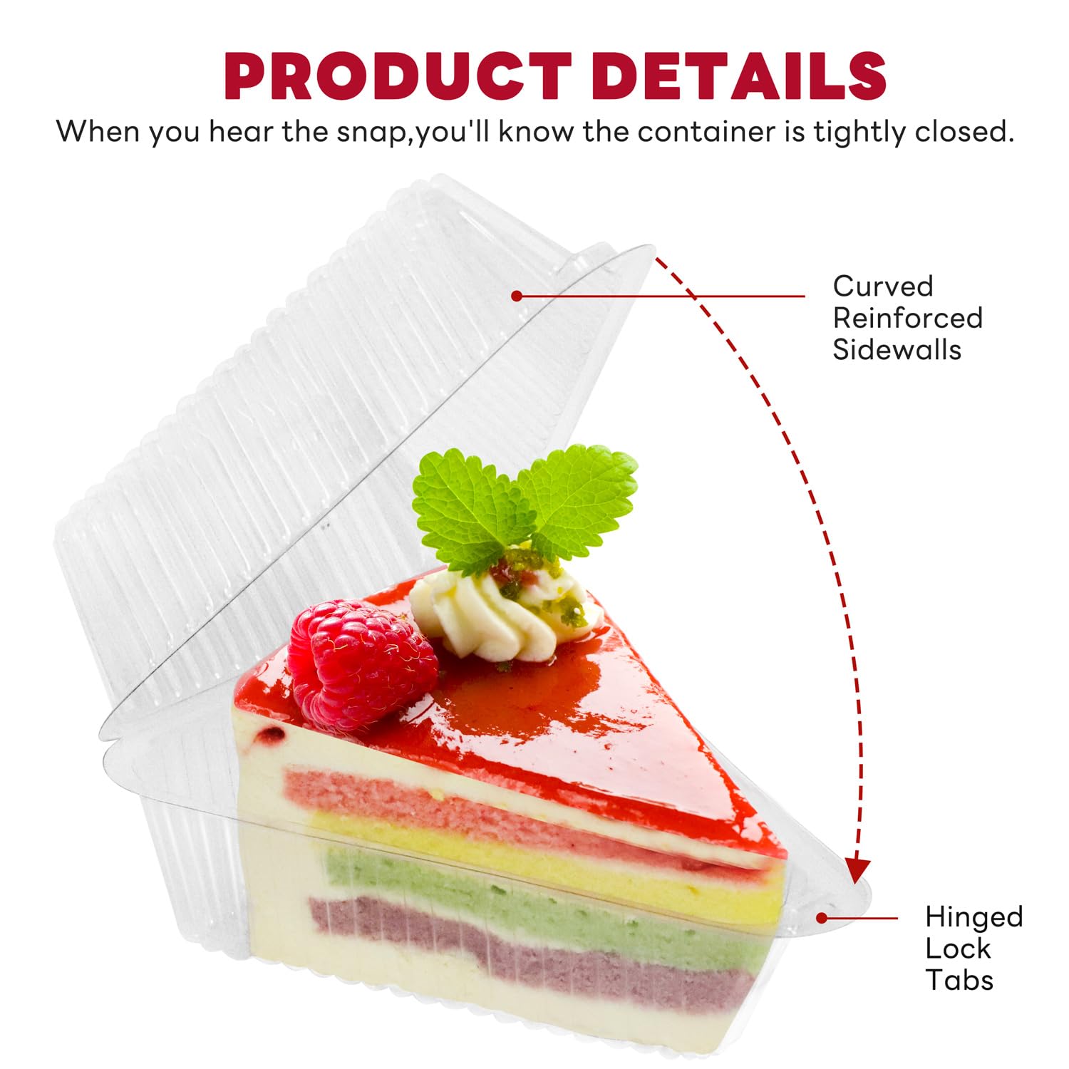 GRWJHUM leak-proof cake slice container flip-top lid protects frosting
