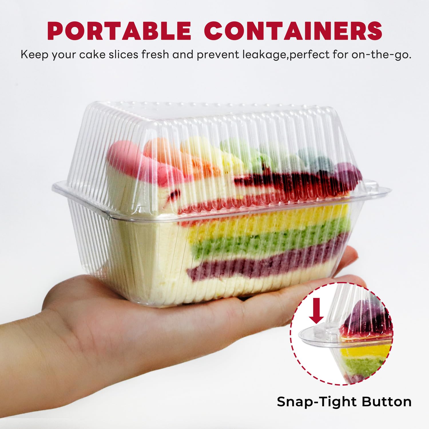 GRWJHUM stackable cake slice containers with lids for space saving
