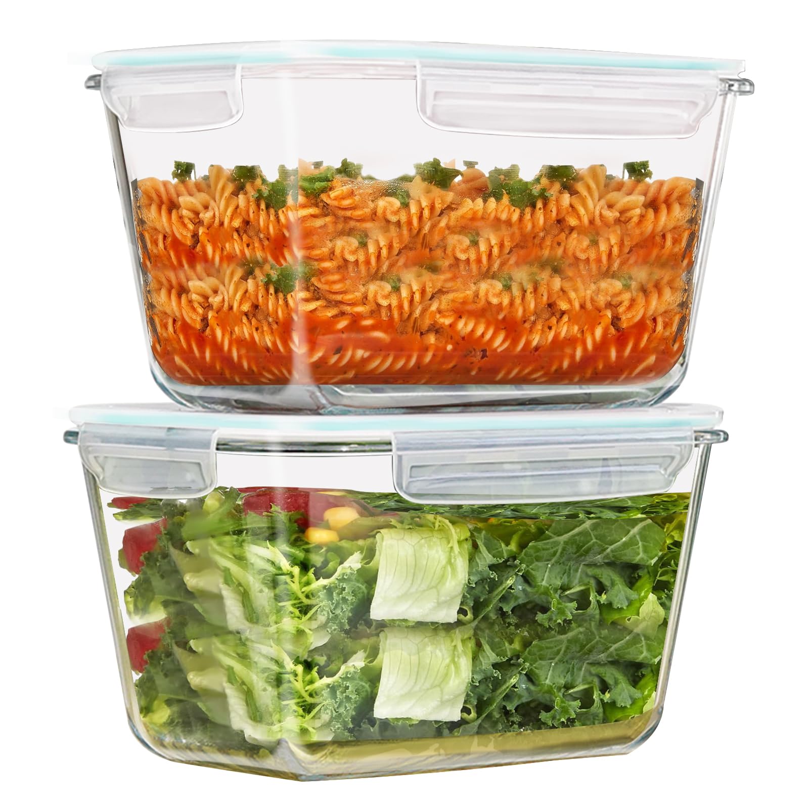 GRZJOPP 88oz large glass container with locking lid for secure, leak-free storage.