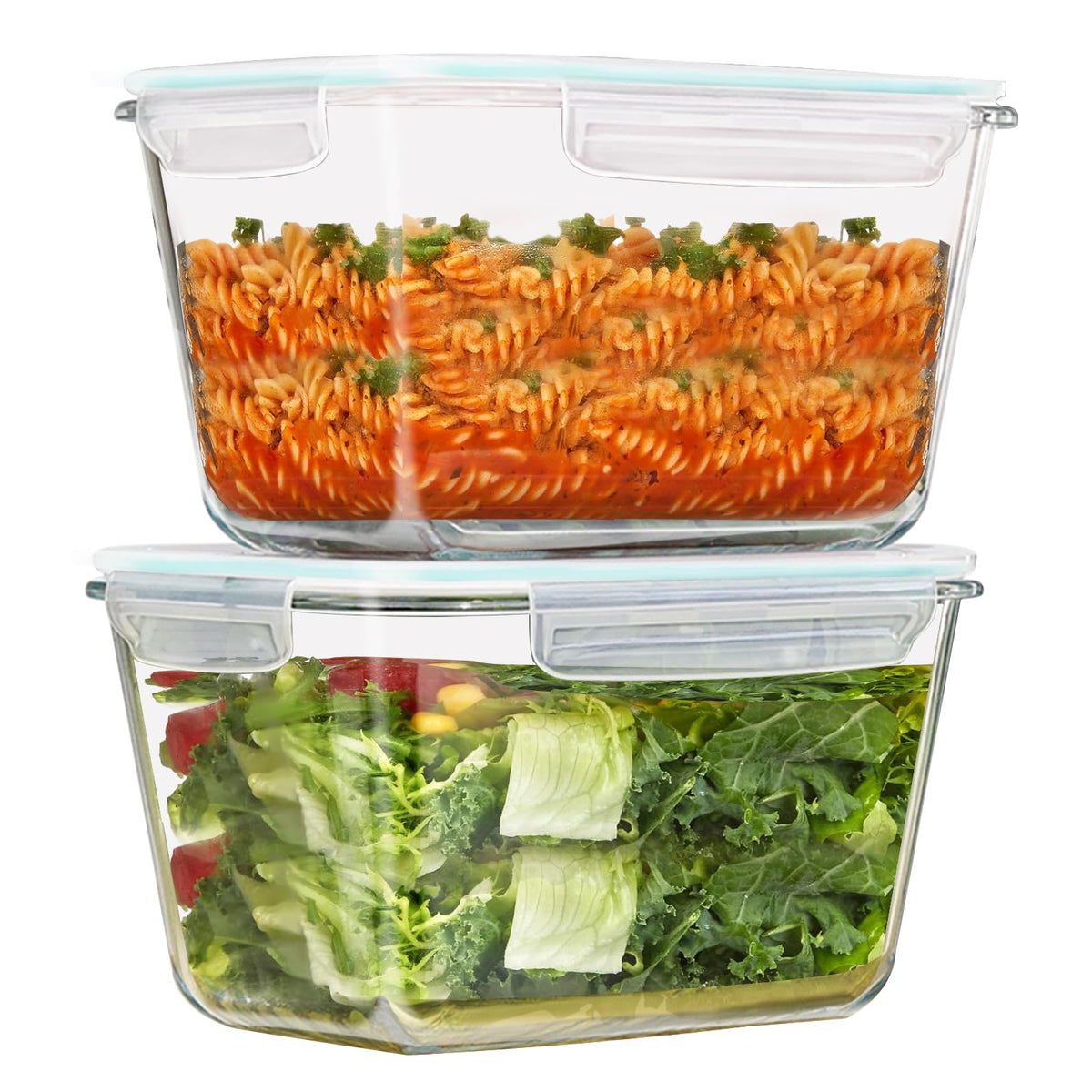 GRZJOPP 88oz large glass container with locking lid for secure, leak-free storage.