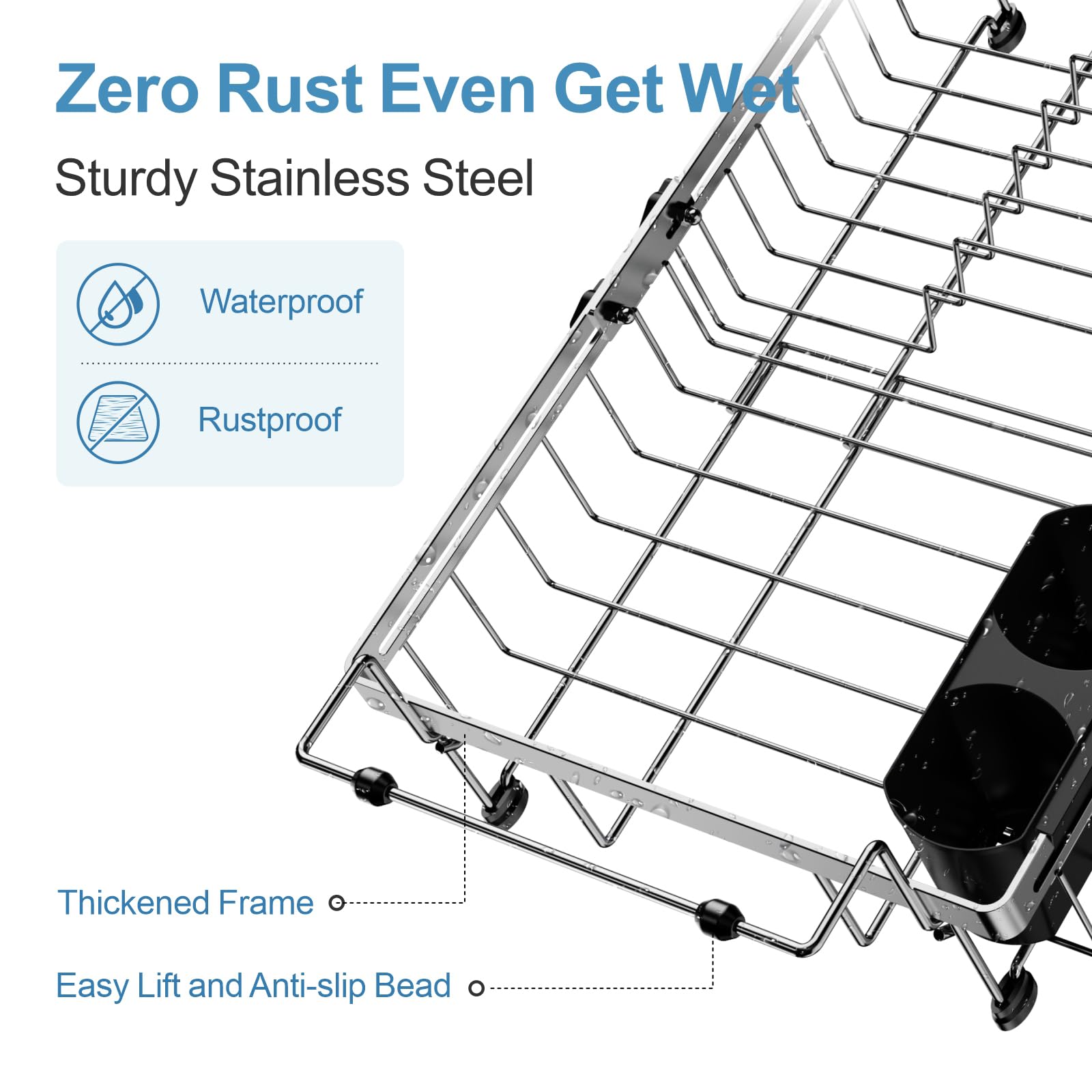 GSlife dish drainer with lock knob for secure placement.