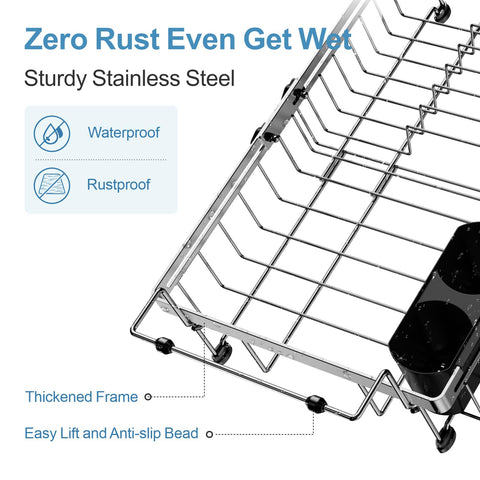 GSlife dish drainer with lock knob for secure placement.