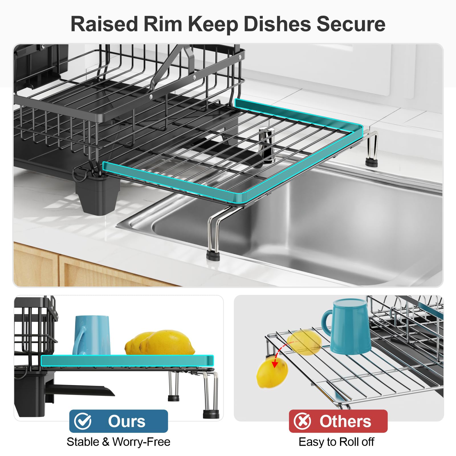 GSlife extendable over-sink rack lengthens drying area when needed