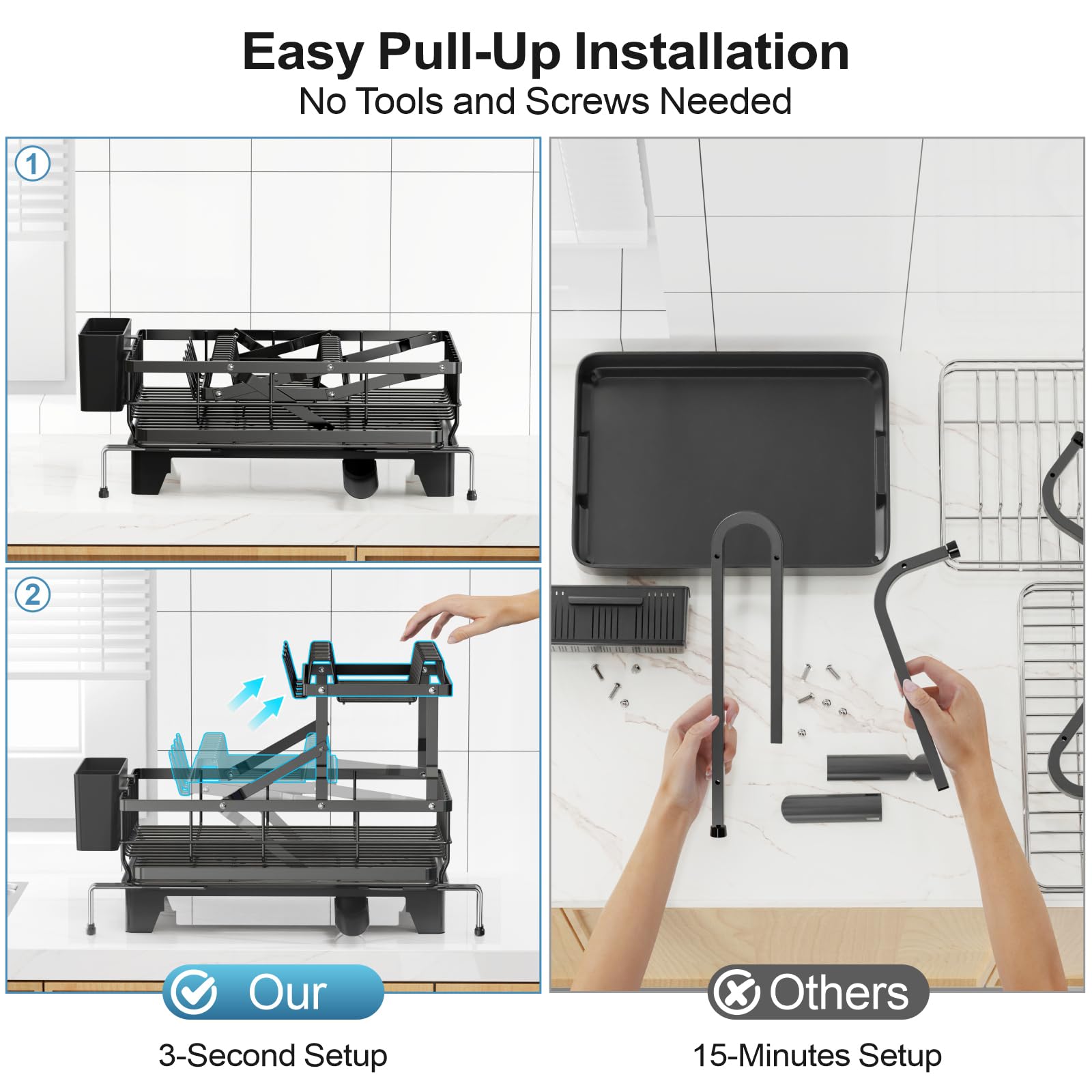 GSlife rust-proof metal rack blends with modern kitchens