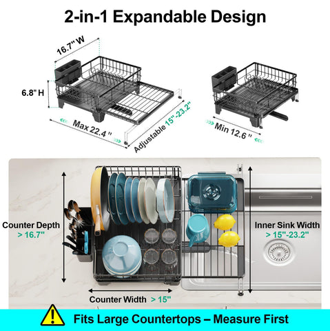 GSlife extendable rack over sink setup saves counter space.