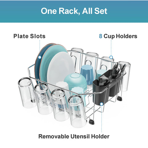 GSlife in-sink rack with 8 cup hooks keeps cups secure