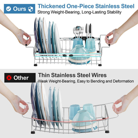 GSlife high-capacity drying rack holds plates, bowls, and utensils.