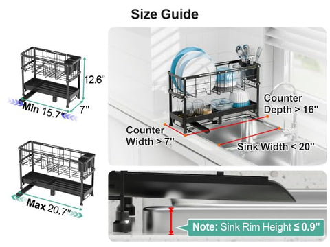 GSlife rack extended length demonstrates flexible fit beside sinks for tight counters