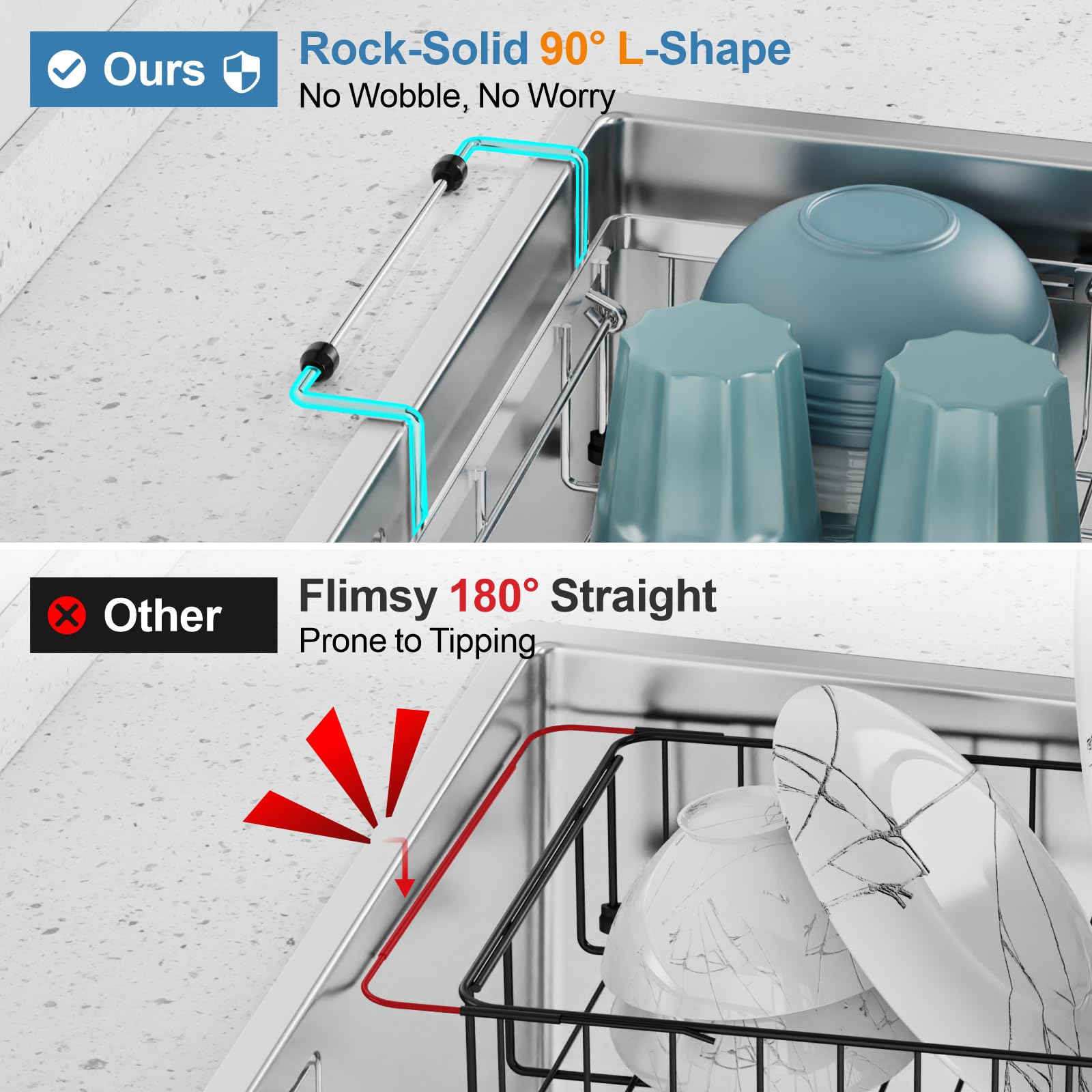 GSlife space-saving design frees countertop space after washing.