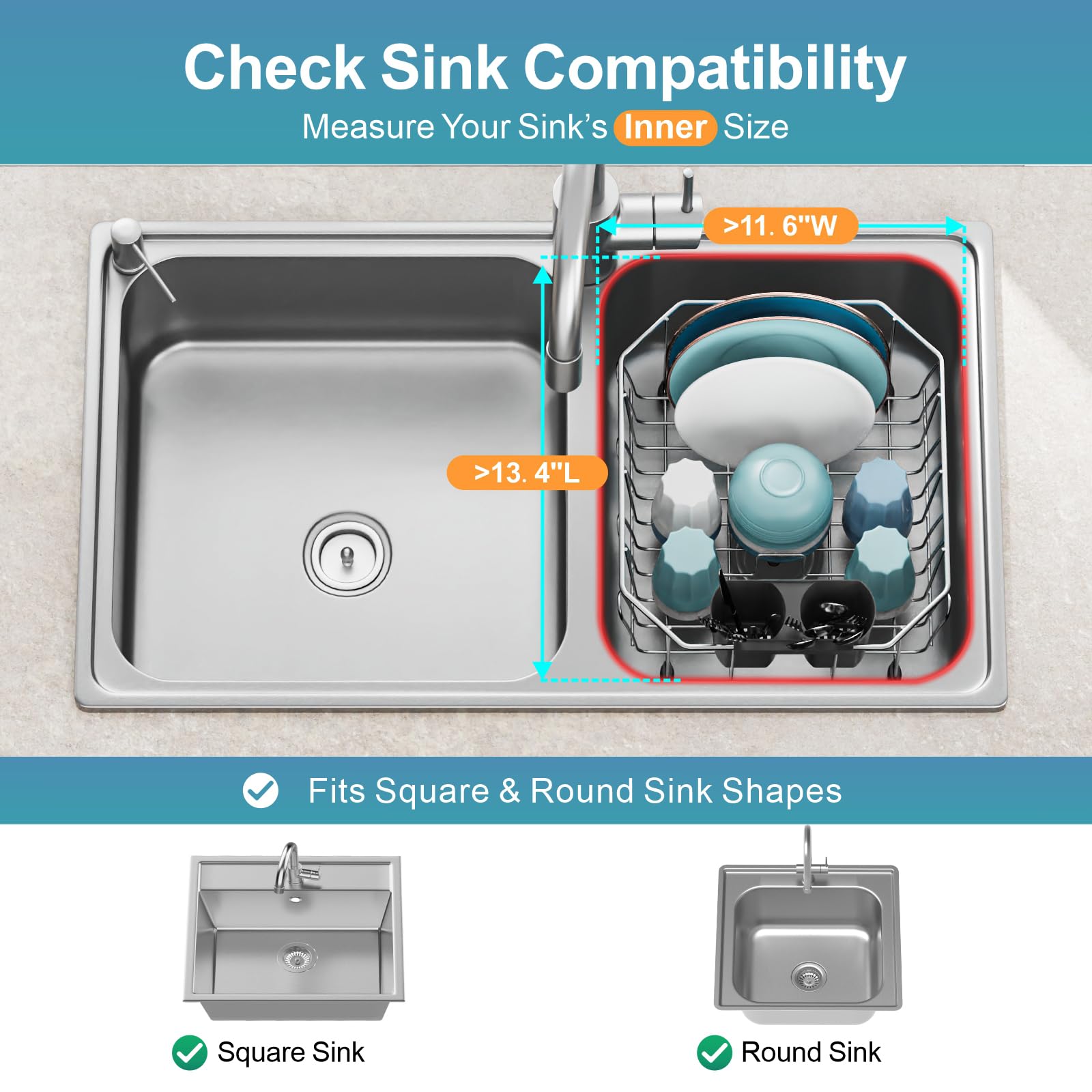 GSlife stainless steel dish drainer with rust-resistant frame