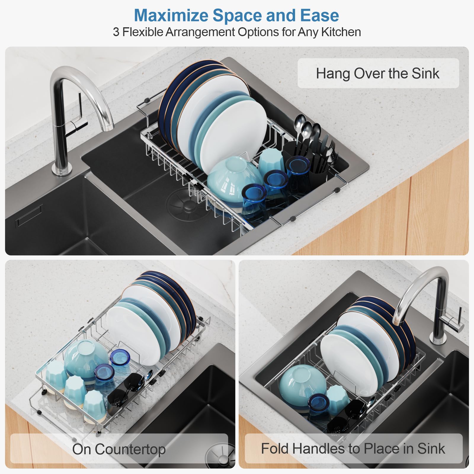 GSlife stainless-steel dish rack assembly for durable use.