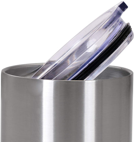 Gteller 10oz Lowball Tumbler clear lid on for spill-resistant sipping.