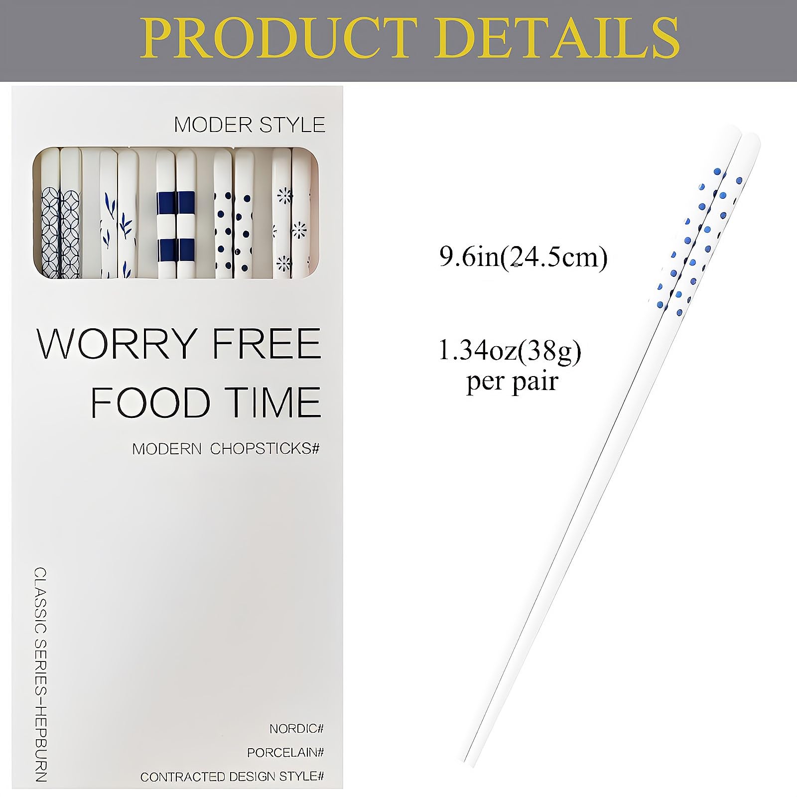 GTIEDIK blue Hepburn-style chopsticks in elegant box for special meals.