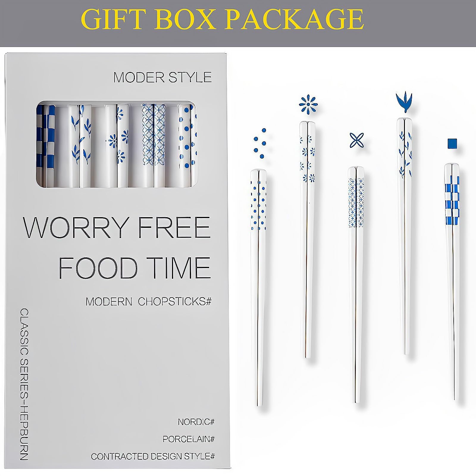 GTIEDIK Hepburn-style chopsticks with gift box, perfect for gifting.