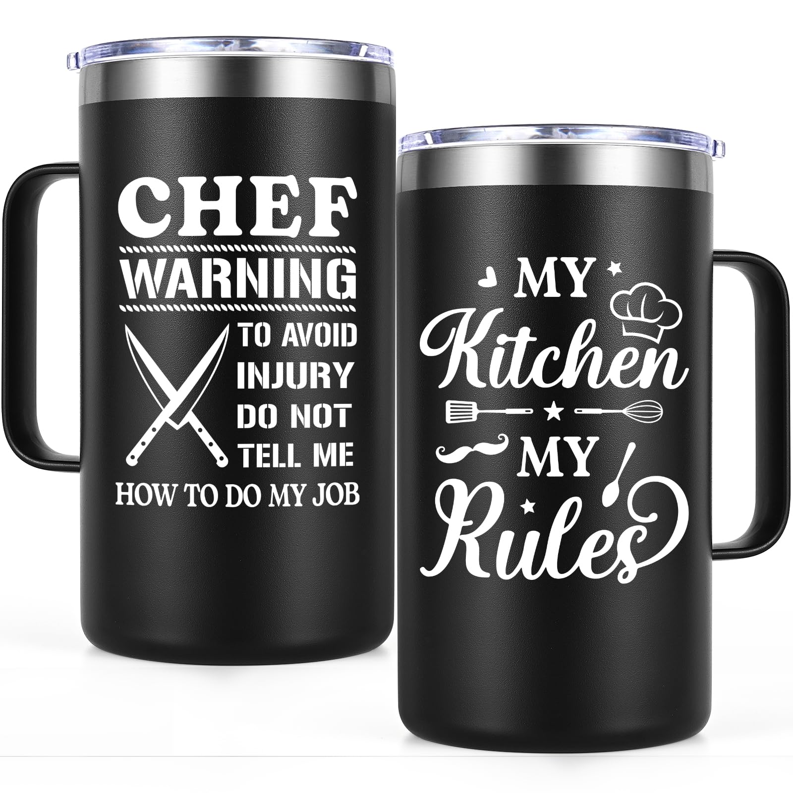 Gtmileo Chef Gifts 20oz mug front view showing sleek black finish and practical form for daily use