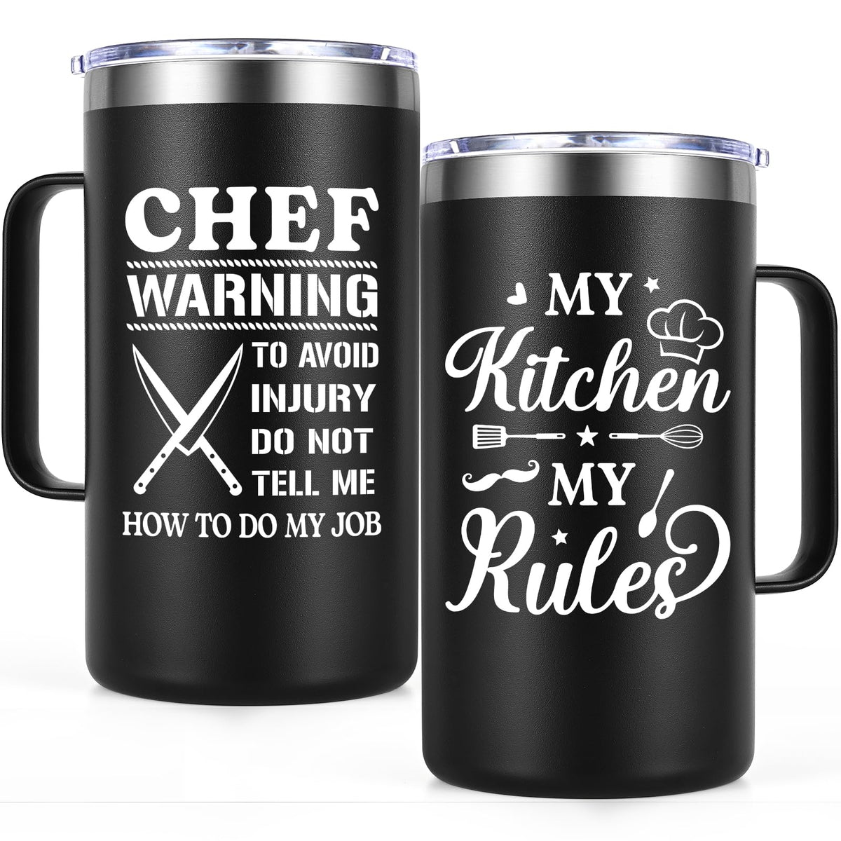 Gtmileo Chef Gifts 20oz mug front view showing sleek black finish and practical form for daily use