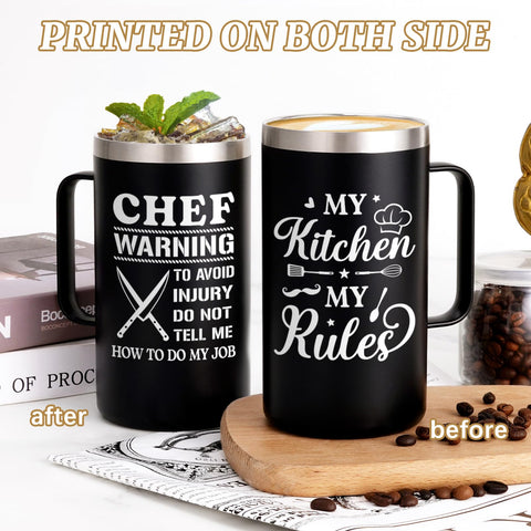 Gtmileo Chef Gifts 20oz mug with lid closed highlighting leak-proof design for travel