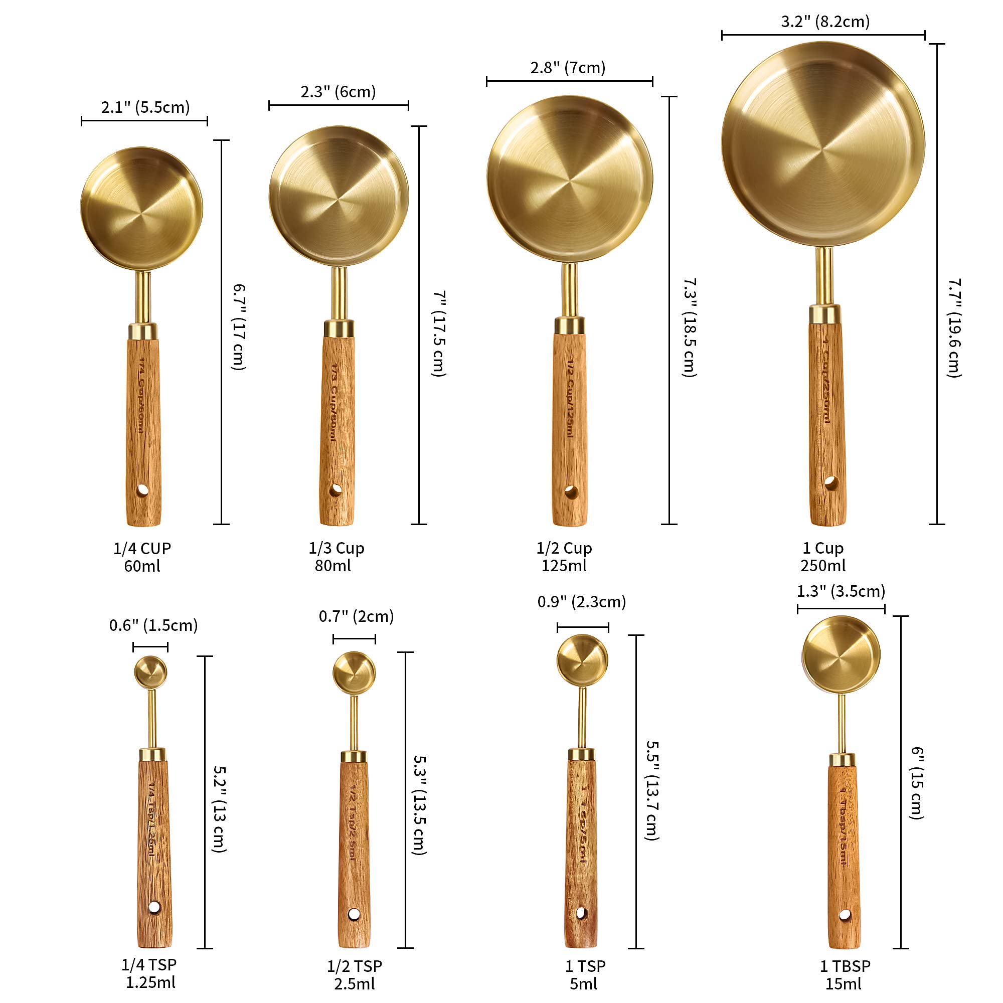 GuDoQi 8-piece set includes cups and spoons for versatile kitchen prep.