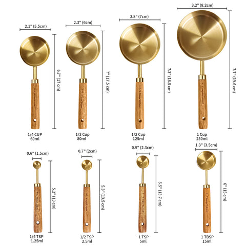 GuDoQi 8-piece set includes cups and spoons for versatile kitchen prep.