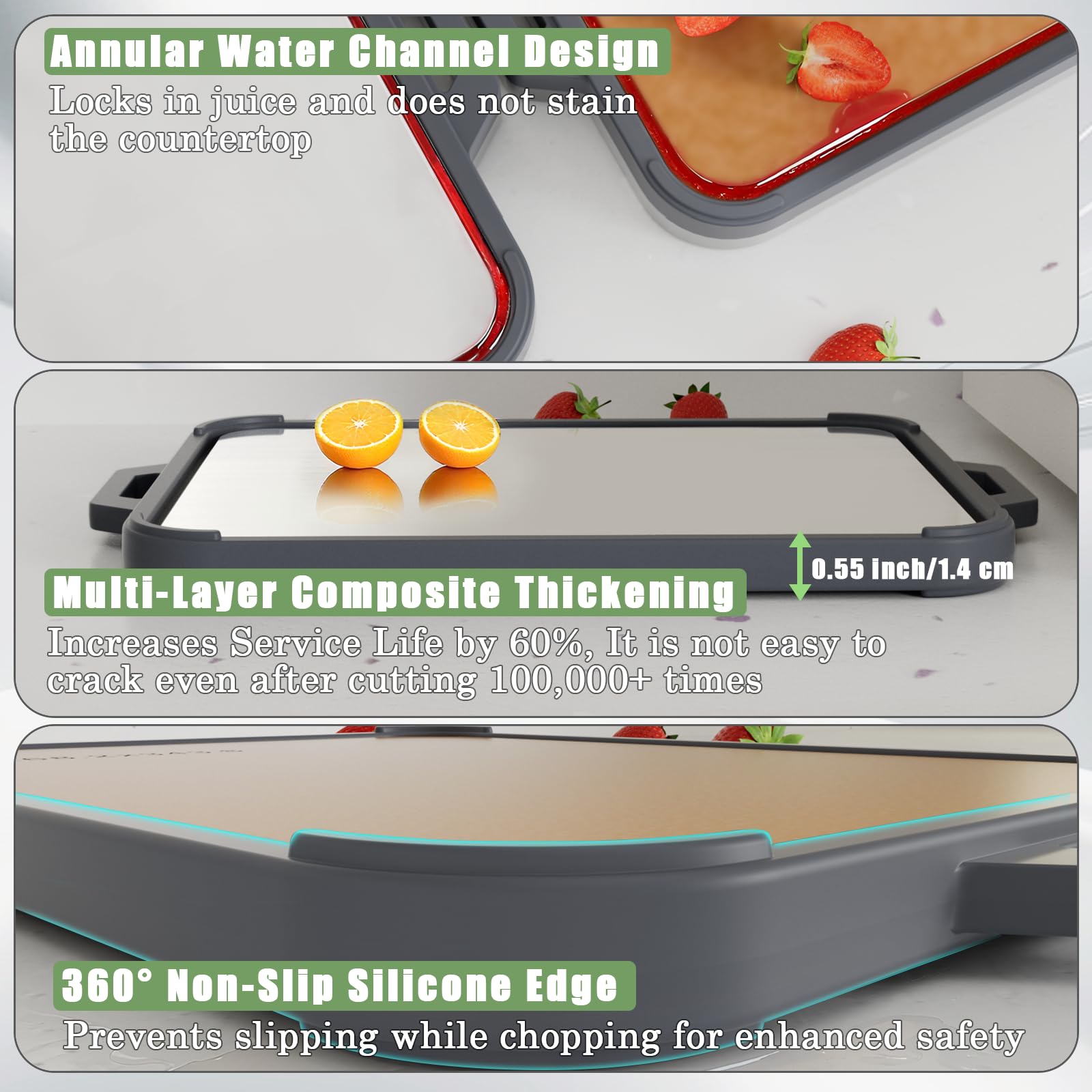 Guanci board 360-degree silicone edging prevents slipping during use