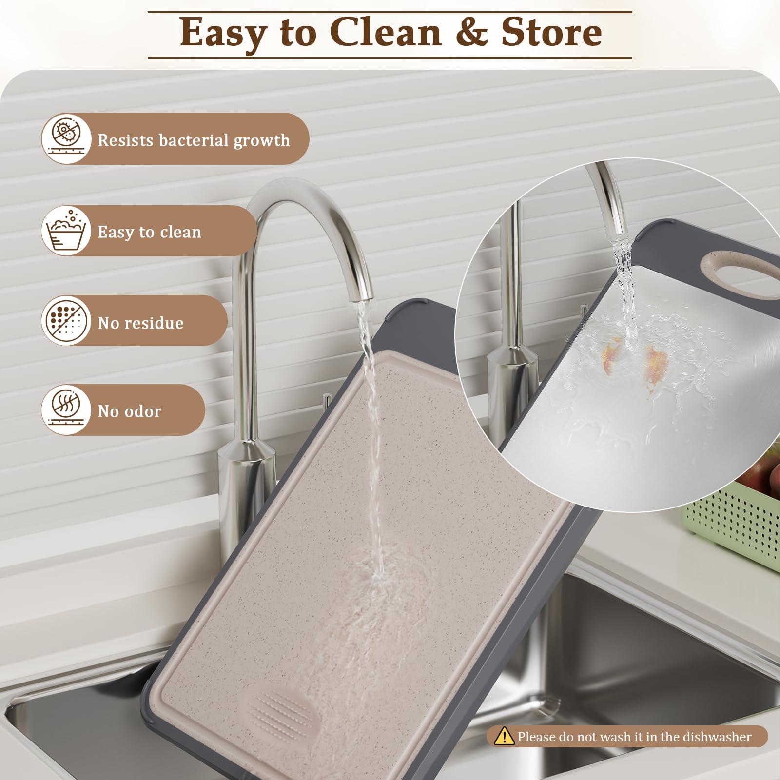 GUANCI cutting board round carry hole for easy transporting or hanging.